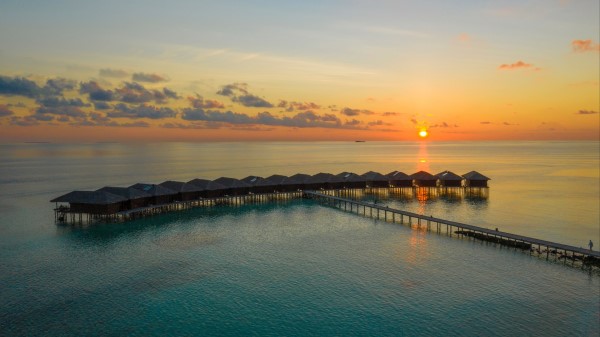 Sunset Ocean Bungalow Wallpaper
