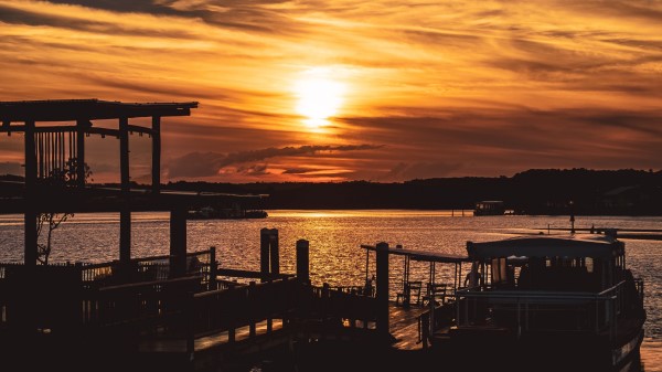 Sunset Pier River Wallpaper
