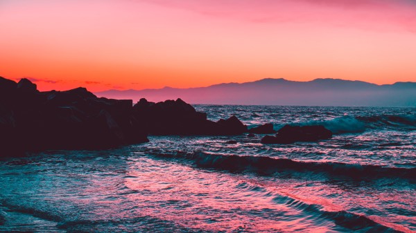 Sunset Rocks Blocks Wallpaper