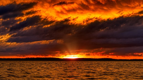 Sunset Sea Horizon Wallpaper
