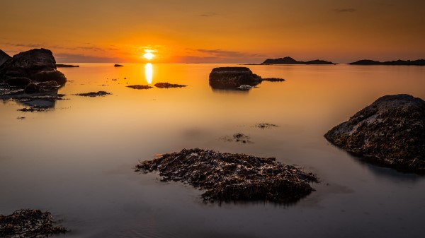 Sunset Sea Rocks Image Wallpaper