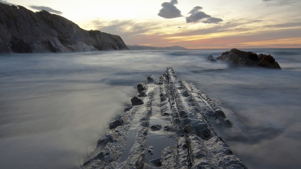 Sunset Sea Rocks Landscape Wallpaper