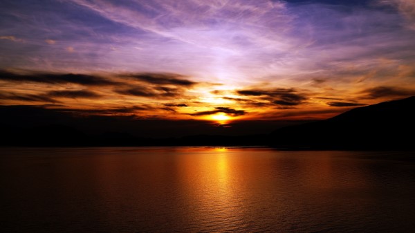 Sunset Sea Sky Horizon Image Wallpaper