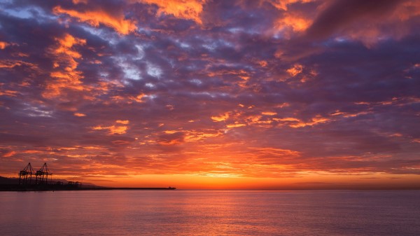 Sunset Sea Sky Horizon Wallpaper