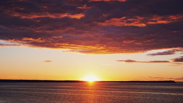Sunset Sea Skyline Sky Wallpaper