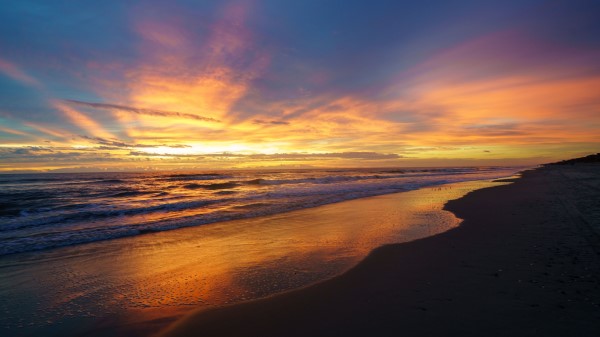Sunset Sea Waves E Wallpaper