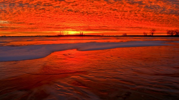 Sunset Shore Snow Wallpaper