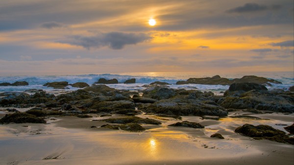 Sunset Sky Stones Wallpaper