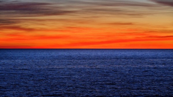 Sunset Skyline Sea Sky Image Wallpaper