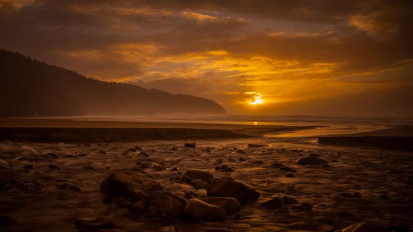 Sunset Stone Water Wallpaper
