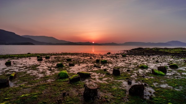 Sunset Stones Mountains Wallpaper