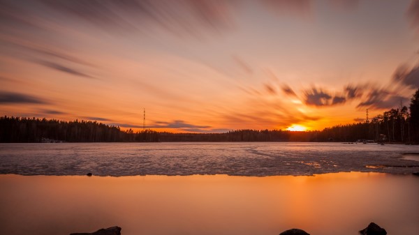 Sunset Sun Lake Wallpaper
