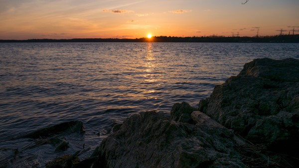 Sunset Sun Rocks Wallpaper