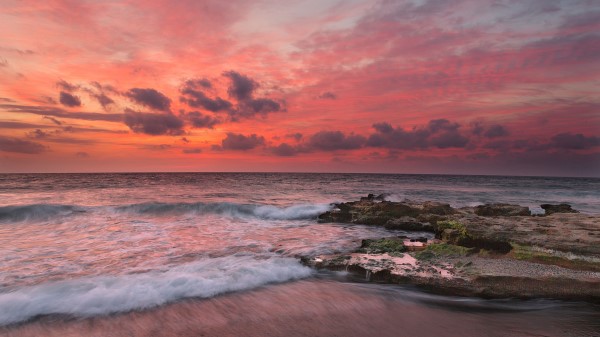 Sunset Surf Waves Wallpaper