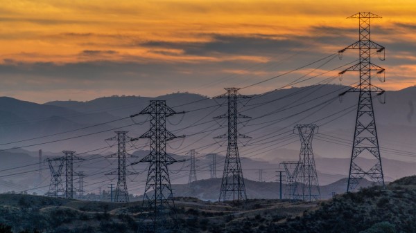 Towers Wires Mountains Wallpaper