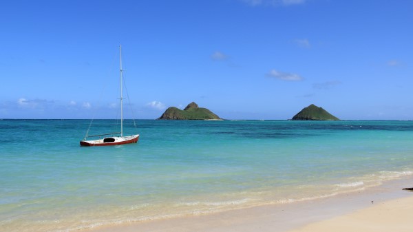 Tropics Beach Boat wallpaper