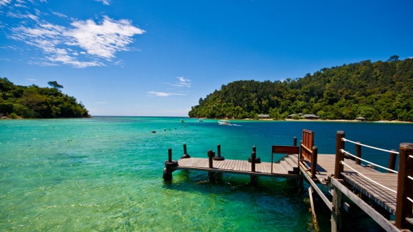 Tropics Sea Boats wallpaper