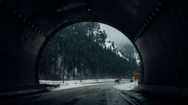 Tunnel Road Snow Winter Wallpaper