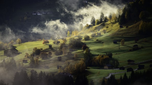 Village Hills Fog Wallpaper
