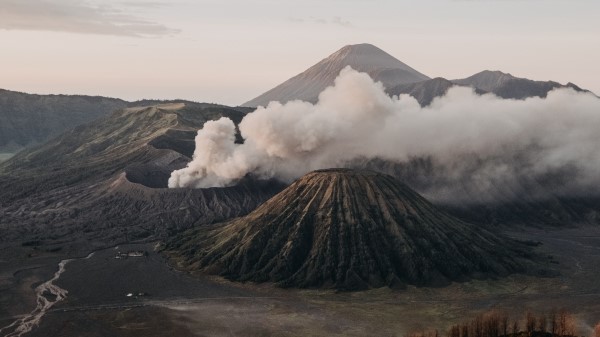 Volcano Craters Smoke wallpaper