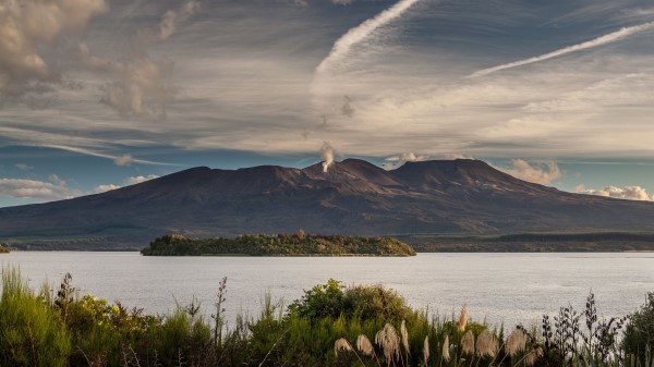 Volcano Mountains Grass wallpaper