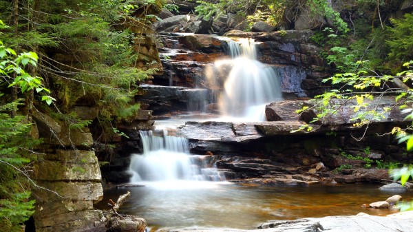 Waterfall Cascade Rocks Nature wallpaper