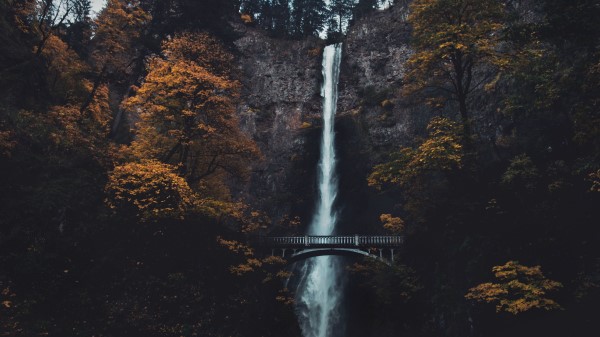 Waterfall Cliff Bridge Image wallpaper