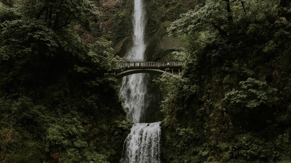 Waterfall Cliff Bridge wallpaper