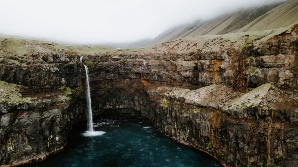 Waterfall Cliff Stream wallpaper