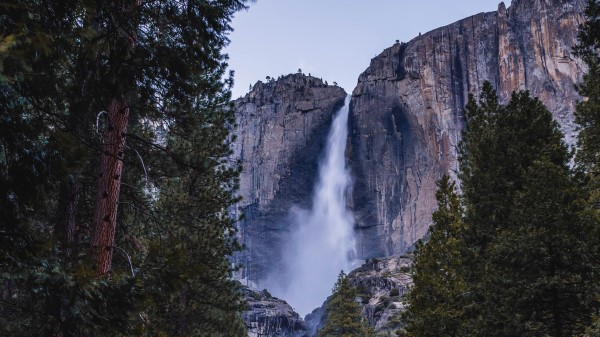 Waterfall Cliff Trees Ff Wallpaper