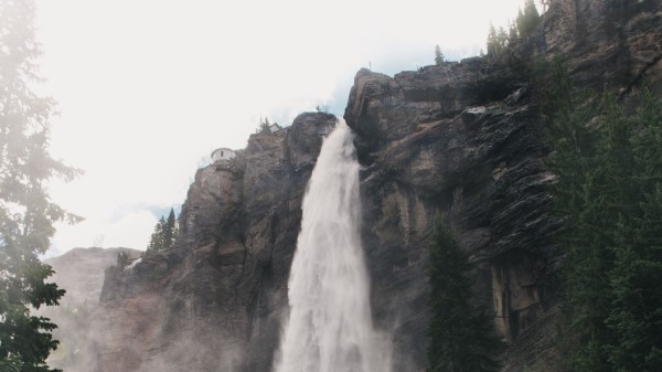 Waterfall Fog Trees wallpaper