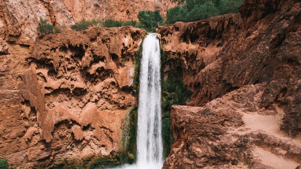 Waterfall Precipice Stones wallpaper