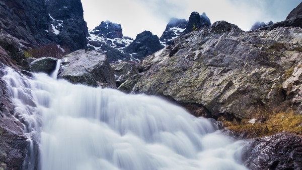 Waterfall River Mountains wallpaper