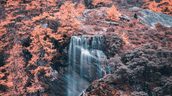 Waterfall River Trees Ff wallpaper