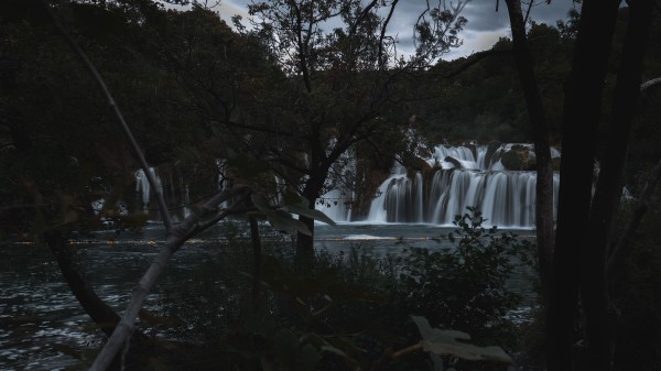 Waterfall River Trees wallpaper