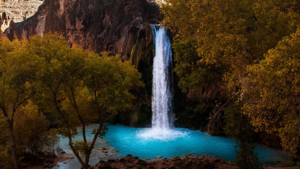 Waterfall Rocks Blocks Wallpaper