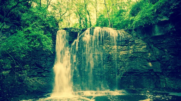 Waterfall Rocks Trees Landscap wallpaper
