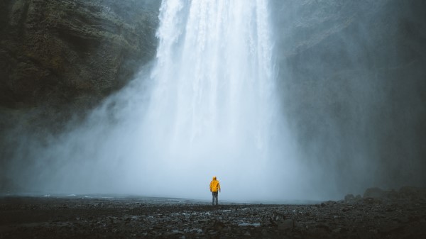Waterfall Silhouette Man wallpaper
