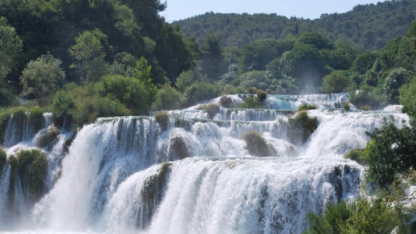 Waterfalls Forest River Landscape wallpaper