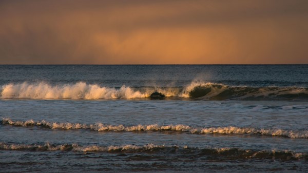 Waves Sea Sunset Wallpaper