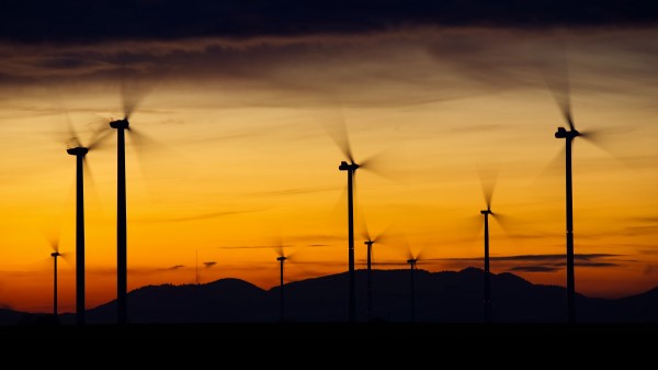 Windmills Sunset Energy Wallpaper