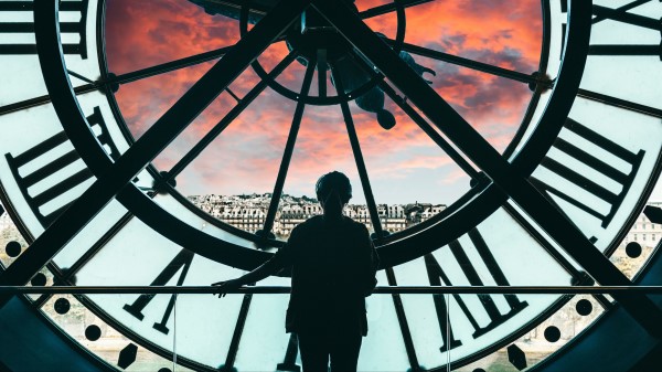 Silhouette Clock Chapel Girl wallpaper