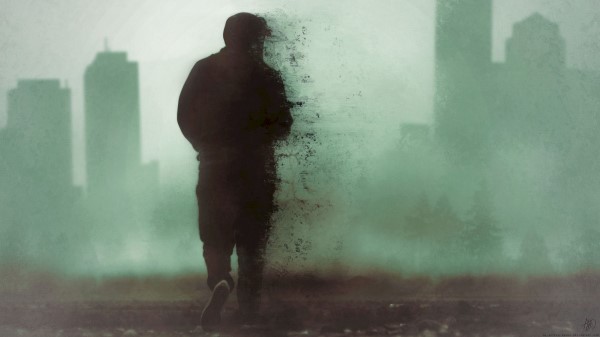 Silhouette Man Dissolution Wallpaper