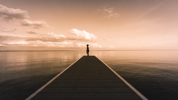 Silhouette Pier Water wallpaper