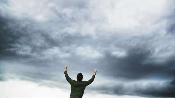 Sky Clouds Lightning Man Hand Wallpaper