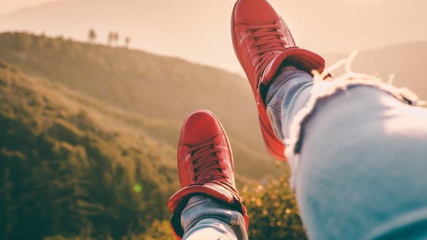 Sneakers Legs Red Mountains wallpaper