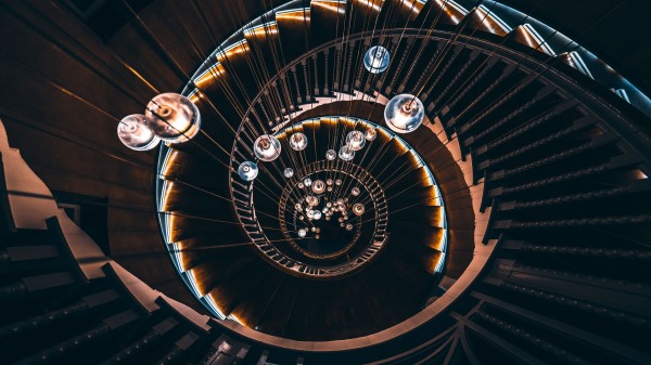 Staircase Spiral Staircase Light Bulbs wallpaper