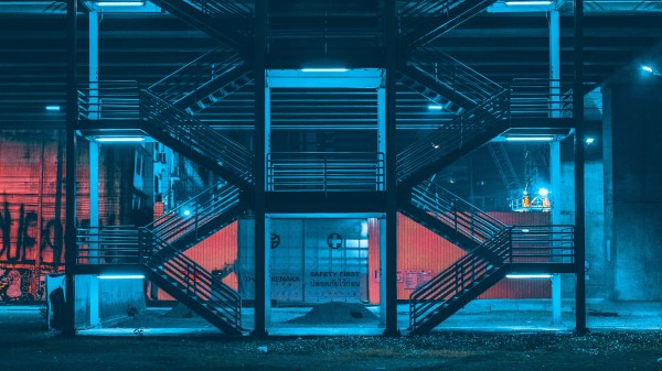 Stairs Night Neon wallpaper