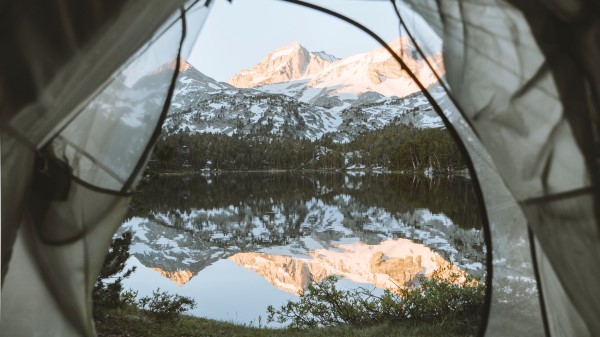 Tent Mountains Lake wallpaper