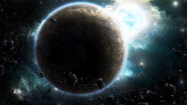 Planet Glow Asteroids Wallpaper